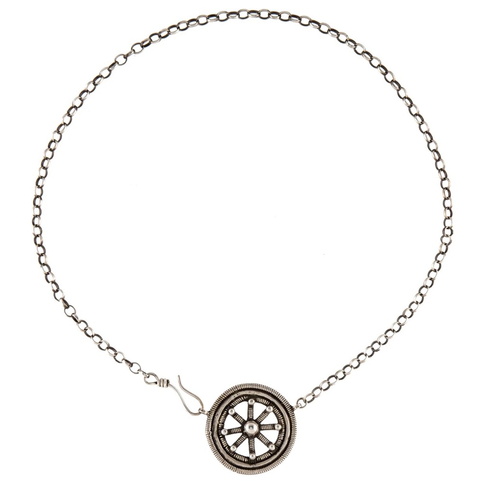 Pamela Love antique silver wheel necklace